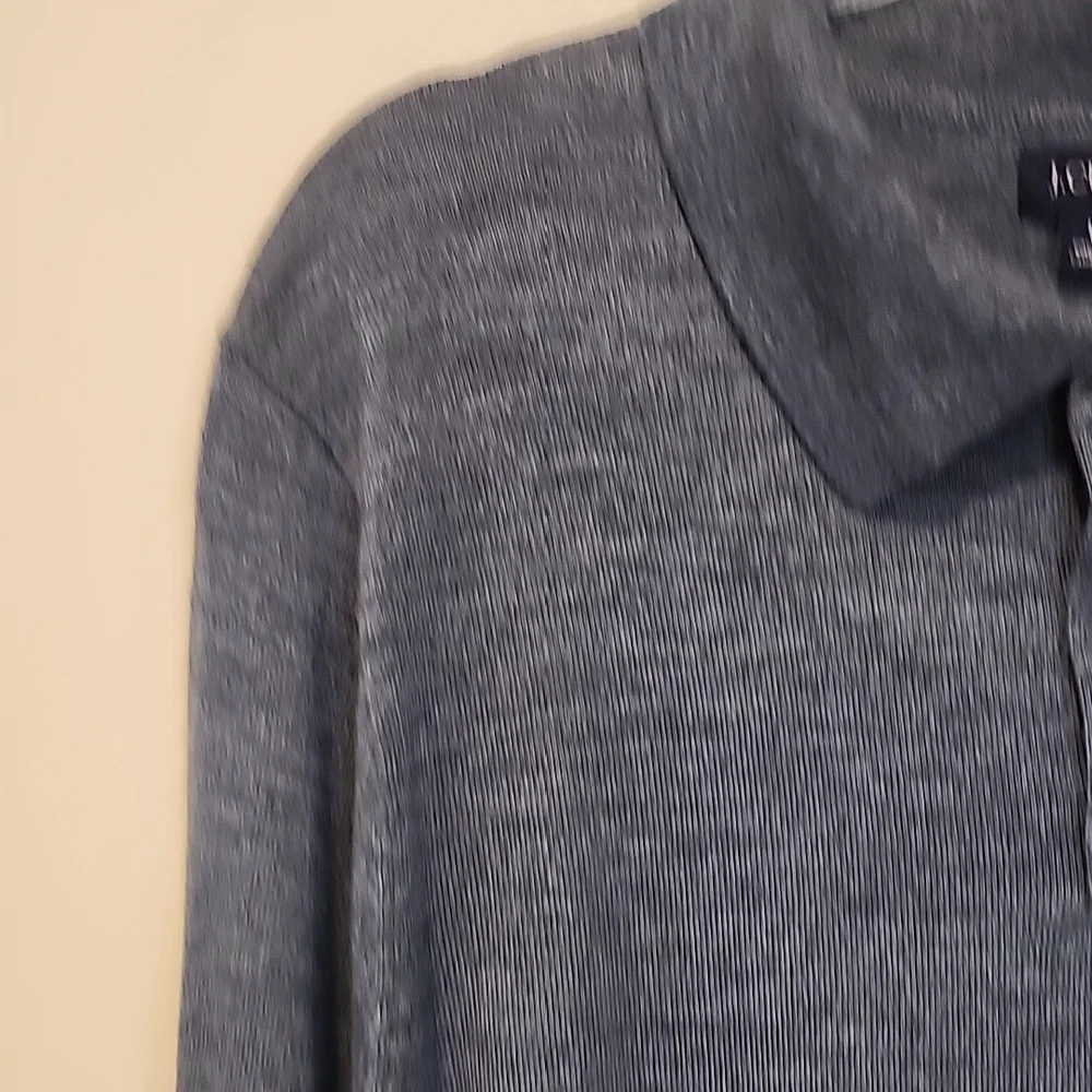 J. Crew Woll Blended  Men's Heathered Navy Gray Long Sleeve Polo
